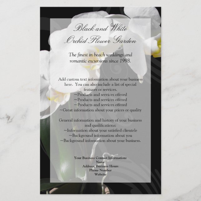 Black Orchid Flyer, Wedding Program, Menu or Other (Front)