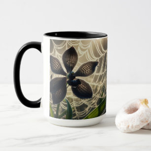 Black Orchid Spiderweb Floral Mug