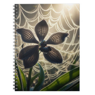 Black Orchid Spiderweb Floral Notebook