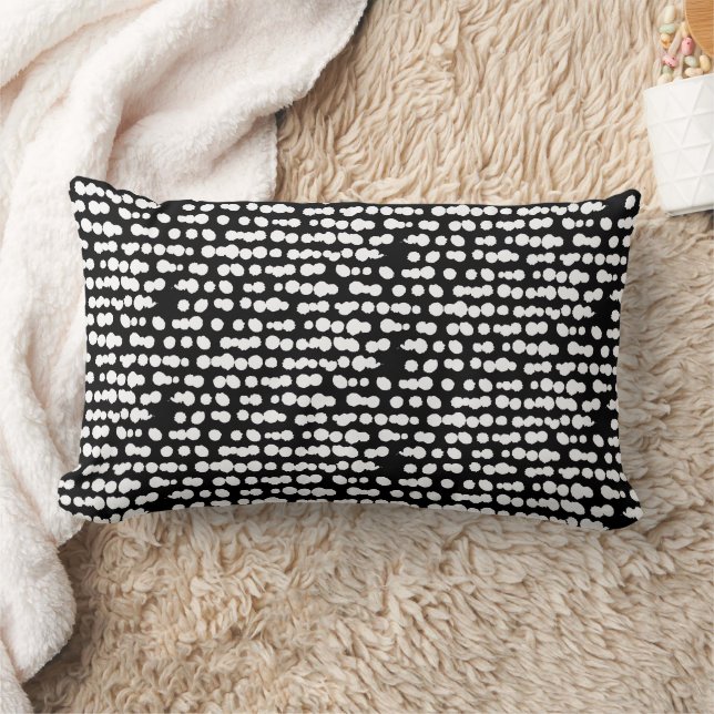 Black Organic Dots Markmaking Pattern Lumbar Cushion (Blanket)