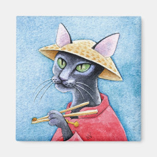 Black Oriental Shorthair Cat magnet