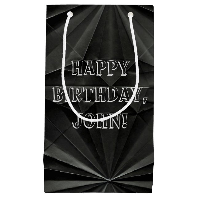 Black Origami Pattern for Birthday Small Gift Bag (Front)