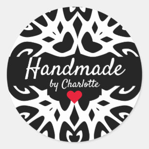 Black Ornament Handmade by Signature Red Heart Classic Round Sticker