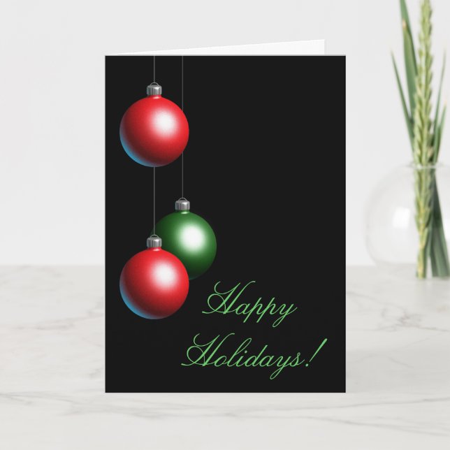 Black Ornament Happy Holidays Card (Front)