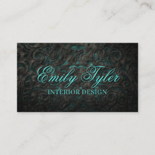 Black Ornamental Flower Interior Designer Stager Business Card