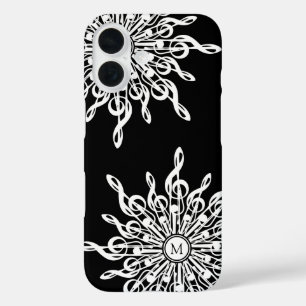 Black Ornamental Treble Clef Monogram iPhone 16 Case