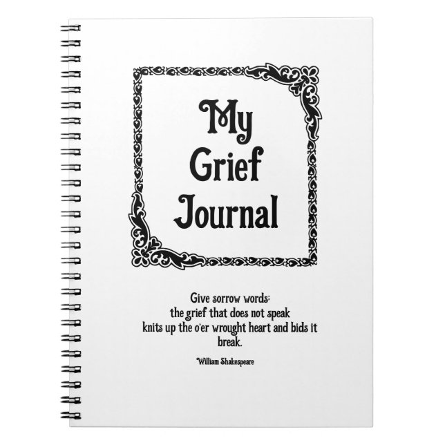 Black Ornate Corners Border Grief Journal (Front)