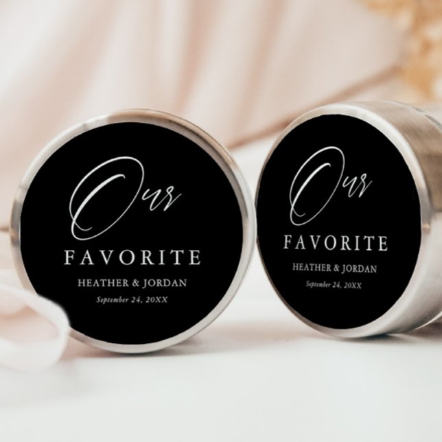 Black Our Favourite Wedding Treat Box  Classic Round Sticker (Creator Uploaded)