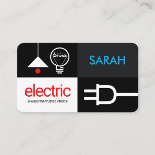 Black Outage Electric Light Squares Business Card