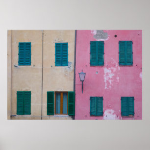 BLACK OUTDOOR SCONCE ON PINK PAINTED WALL POSTER