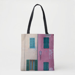 BLACK OUTDOOR SCONCE ON PINK PAINTED WALL TOTE BAG