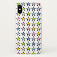 Black Outlined Pastel Rainbow Stars