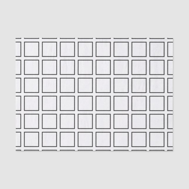 Black Outlined Squares Tissue Paper (Front)