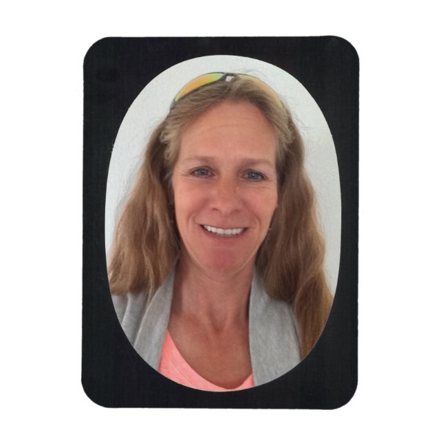 Black Oval Photo Frame Magnet (Vertical)
