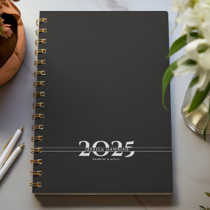 Black Overlapping Text Split Year Weekly Planner