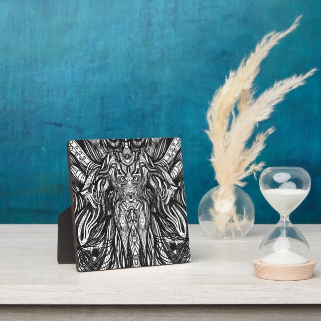 Black Owl Face Body  Postcard Plaque (Insitu)