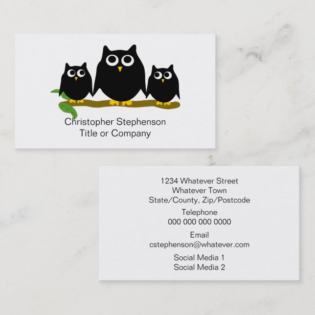 Black Owls Design Business Card (Front/Back)