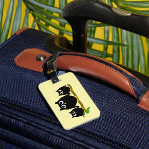 Black Owls Design Luggage Tag