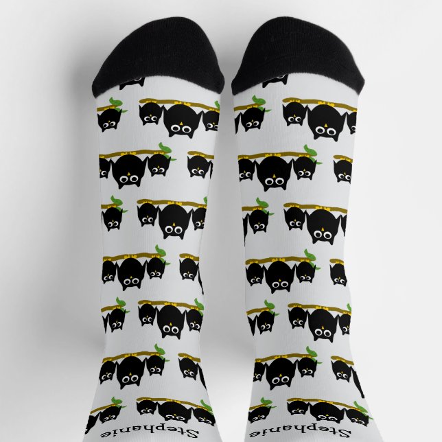 Black Owls Design Personalised Socks (Top)