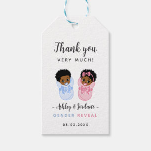 Black Pacifier Baby Gender Reveal Thank You Tags