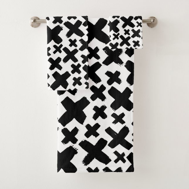 Black Paint Splash Pattern Bath Towel Set (Insitu)