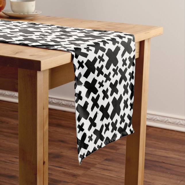 Black Paint Splash Pattern Medium Table Runner (In Situ)