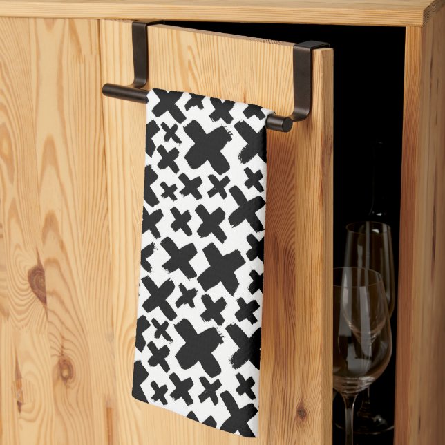 Black Paint Splash Pattern Tea Towel (Thirds Fold)