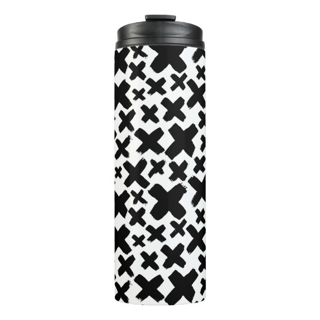 Black Paint Splash Pattern Thermal Tumbler (Front)
