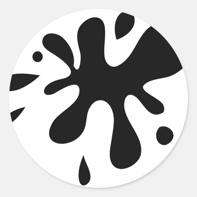 Black Paint Splat Classic Round Sticker (Front)