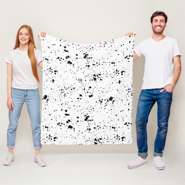 Black Paint Splatter Pattern Fleece Blanket (In Situ)