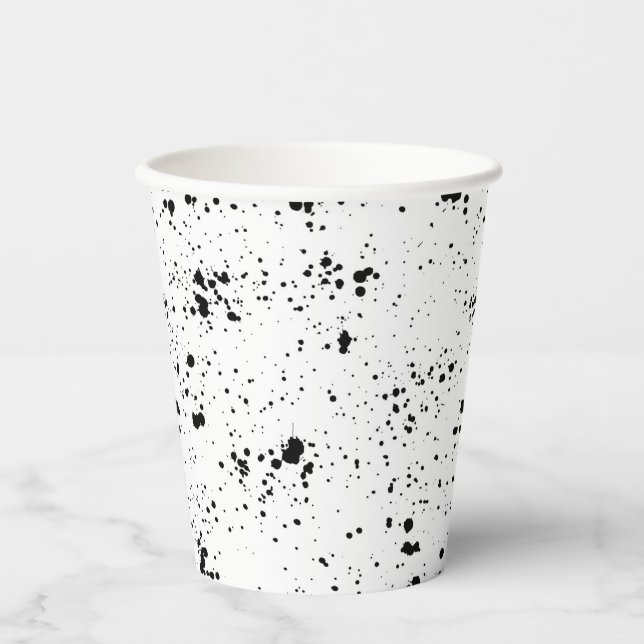 Black Paint Splatter Pattern Paper Cups (Front)