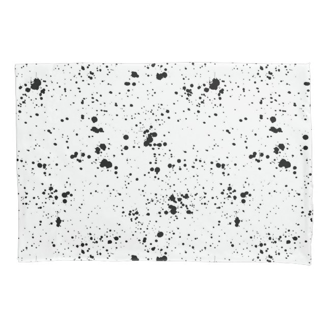 Black Paint Splatter Pattern Pillowcase (Front-Left)