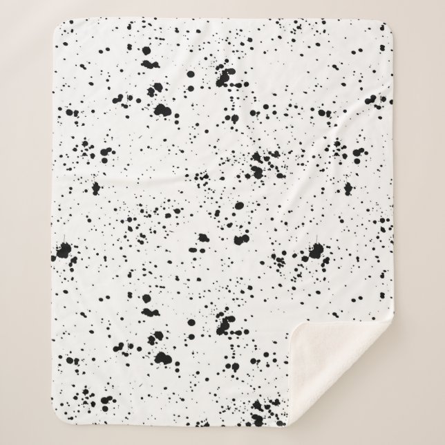 Black Paint Splatter Pattern Sherpa Blanket (Front)