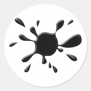 Black Paint Splodge Classic Round Sticker