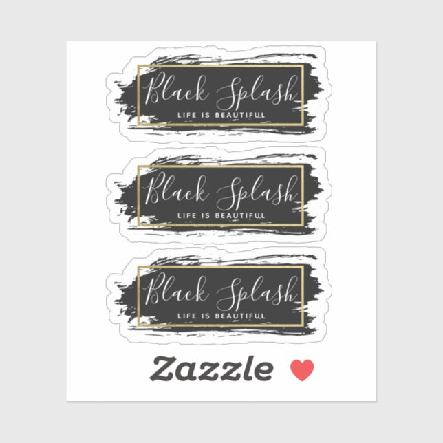 Black Paint Stroke & Modern Gold Geo 3-Piece Logo (Sheet)