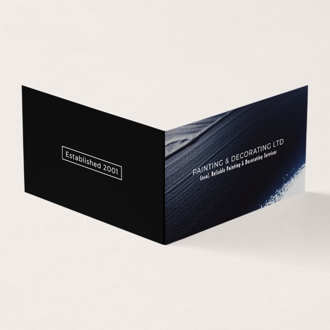 Black Paint Stroke, Painter & Decorator Photo Business Card (Outside)