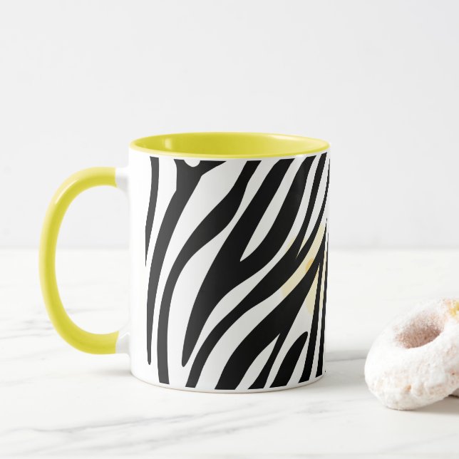 Black Painting Pattern Modern Art Design Mug (With Donut)