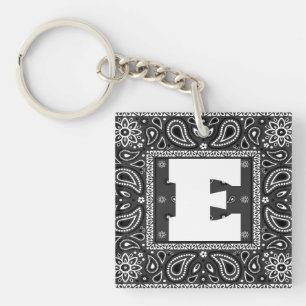 Black Paisley Bandanna Birthday Hip Hop Rap Scarf Key Ring