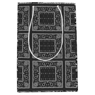 Black Paisley Bandanna Birthday Hip Hop Rap Scarf Medium Gift Bag