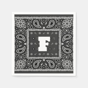Black Paisley Bandanna Birthday Hip Hop Rap Scarf Napkin