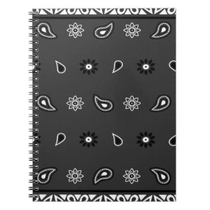 Black Paisley Bandanna Birthday Hip Hop Rap Scarf Notebook