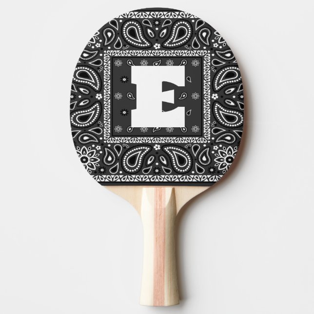 Black Paisley Bandanna Birthday Hip Hop Rap Scarf Ping Pong Paddle (Front)