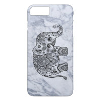 Black Paisley Elephant With White Marble