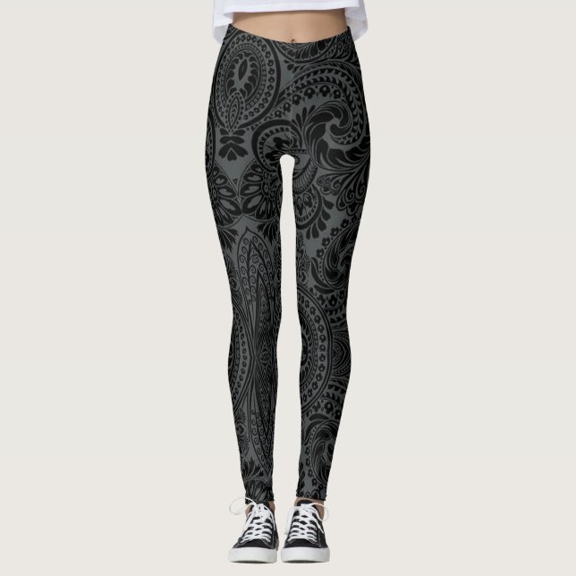 Black Paisley: Leggings (Front)