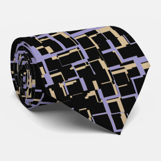 Black Pale Purple Tan Light Yellow Pattern Tie