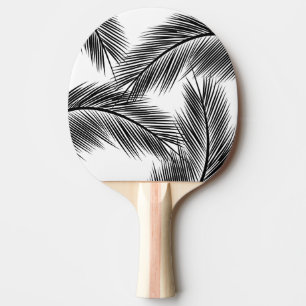 Black palm leaves on white background ping pong paddle