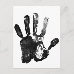 Black palm print design postcard