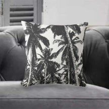Black Palm Trees Cushion