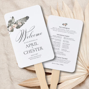 Black Palm Tropical Wedding Fan Program