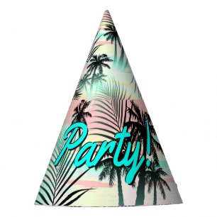 Black palms at sunset party hat